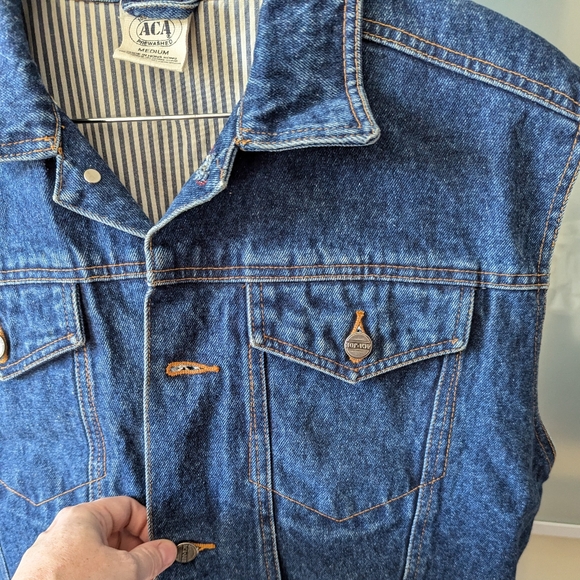 📼Vintage ACA-JOE Denim Vest Western Jean Dark Medium Wash 90s - Men's Medium - Picture 7 of 12